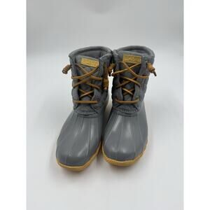 Sperry Water-Resistant Leather Saltwater Duck Boots‎ Light gray, Size 6.5